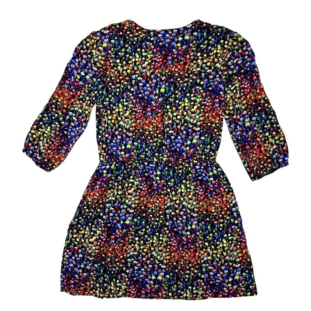 Gap Kids Black Floral Rayon Dress Sz 10 Pockets Girls 3/4 Sleeve Summer Spring
